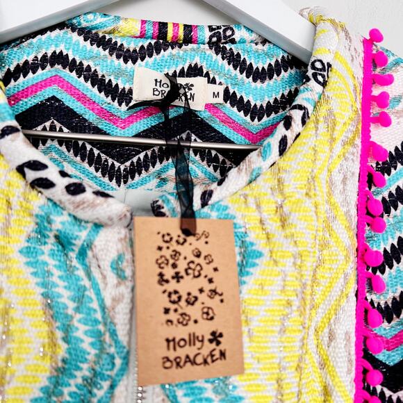Molly Bracken Colorful Embroidered Zipper Jacket NWT Medium - Picture 3 of 5